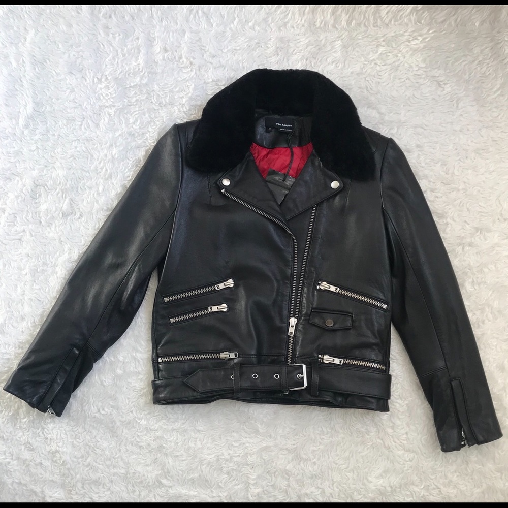 The Kooples- Biker Lambskin With Removable Collor